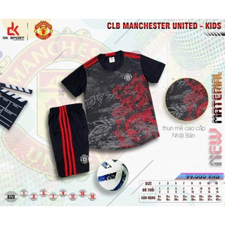 Bộ quần áo đá banh trẻ em clb mu manchester đen
