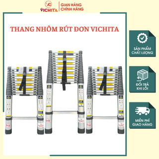 Thang Nhôm Rút VICHITA Từ (2.6M - 5.4M) - Tặng 2 chốt thang, ống nhôm liền nguyên khối không có ngấn