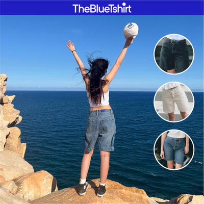 TheBlueTshirt - Quần shorts jeans có nhiều màu cho nữ - Dad Shorts - Women