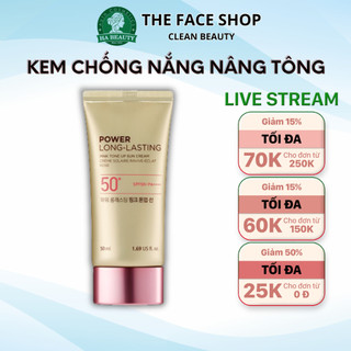 Kem chống nắng nâng tông The Face Shop trang điểm dưỡng da Power Long Lasting Pink Tone Up Sun Cream SPF50+PA+++ 50ml