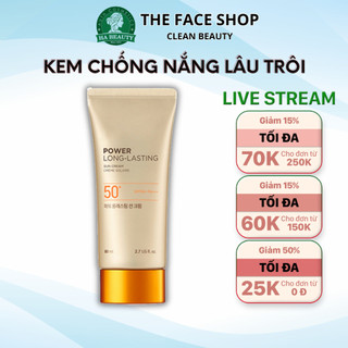 Kem chống nắng trang điểm dưỡng da chống nước lâu trôi The Face Shop Natural Sun Eco Power Long Lasting SPF50+PA+++ 80ml