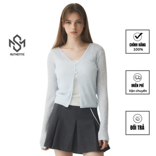 Áo len mỏng Whoau chính hãng - áo len thu đông nhẹ WHO.A.U  pastel đơn giản Summer Button Cardigan WHKE3794F