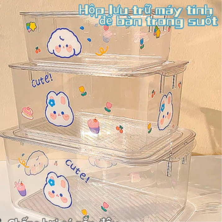 Hộp lưu trữ trong suốt để bàn acrylic có nắp đậy văn phòng phẩm hoàn thiện hộp mỹ phẩm giá lưu trữ hộp nhỏ
