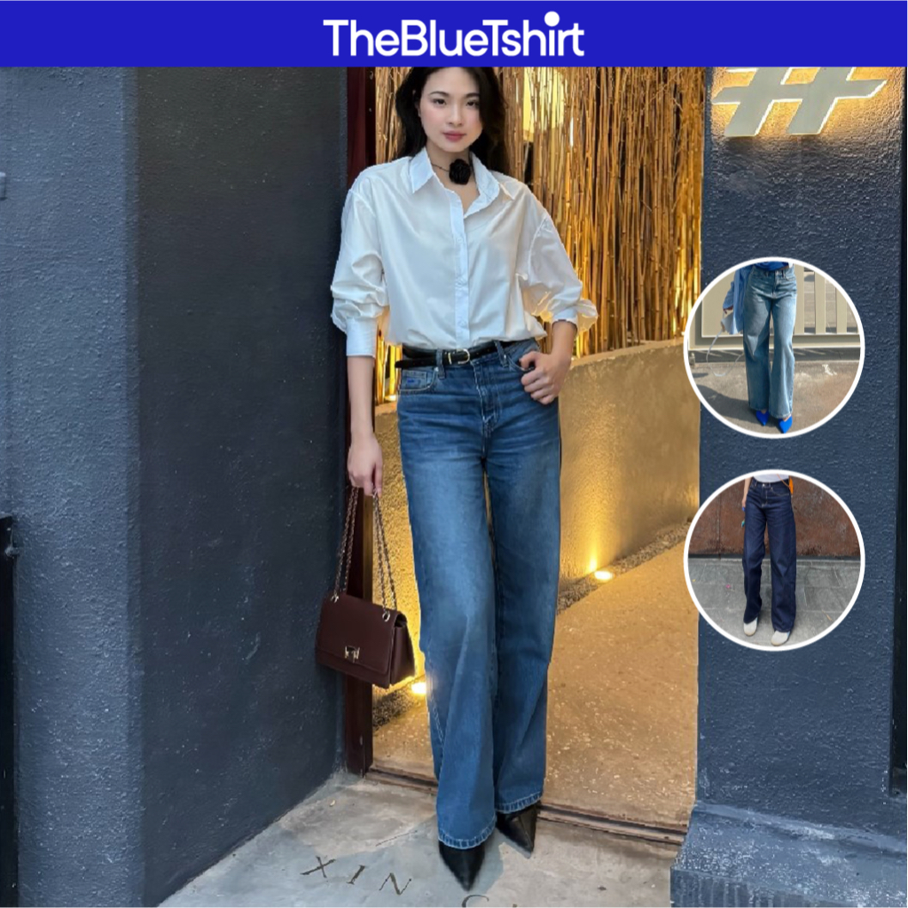 TheBlueTshirt - Quần jeans phom suông cạp cao ống quần đứng nữ có nhiều màu - Straight A Jeans