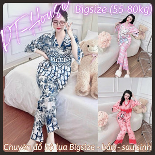 ( Bigsize 50-70kg )Bộ lụa xước Tay tiểu thư phối trắng đen sang chảnh hàng , CAO CẤP PTHOUSE