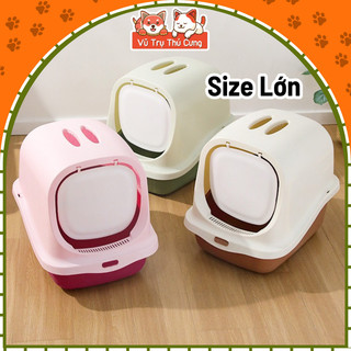 Nhà vệ sinh cho Mèo có nắp kín, kèm xẻng xúc phân, chống văng cát ra ngoài