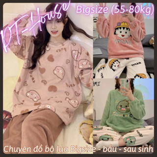 ( Bigsize 50-70kg ) Bộ ngủ lông , đồ ngủ lông ủ kem , vải lông cao cấp PT HOUSE