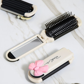 Lược Gấp Gọn Đầu Cừu Hoặc Nơ Kèm Gương Bỏ Túi Tiện Lợi 2 in 1 Có Thể Tháo Gương 88836