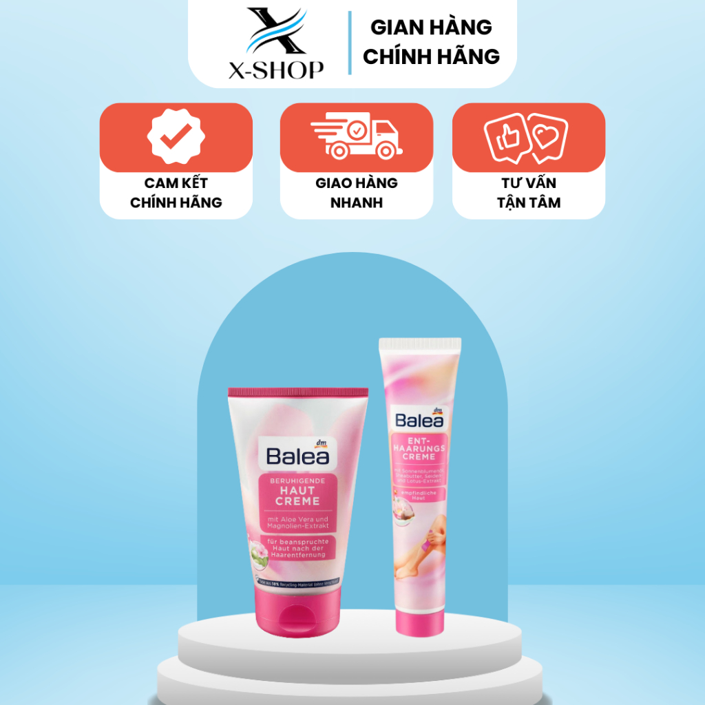 Combo Xlong: Kem tẩy Lông Balea và Kem dưỡng ẩm sau cạo, ức chế mọc lông Balea Hautcreme 125ml