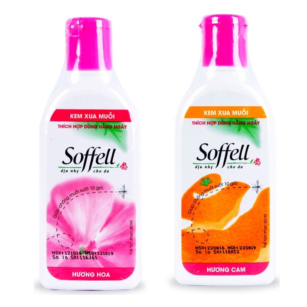 Kem xua muỗi Soffell giúp chống muỗi trong suốt 10 giờ (60ml)