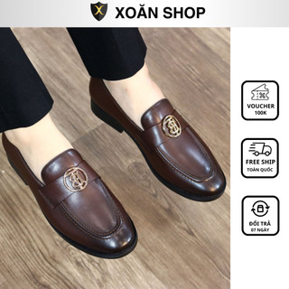 Giày Da Nam Chất Liệu Da Bò Mềm Nhập Khẩu Đế Cao Su Mã G078 Nâu