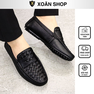 Giày Lười Nam Da Bò Đan Thủ Công Cao Cấp Đế Dương Siêu Mềm Chắc Chắn M072