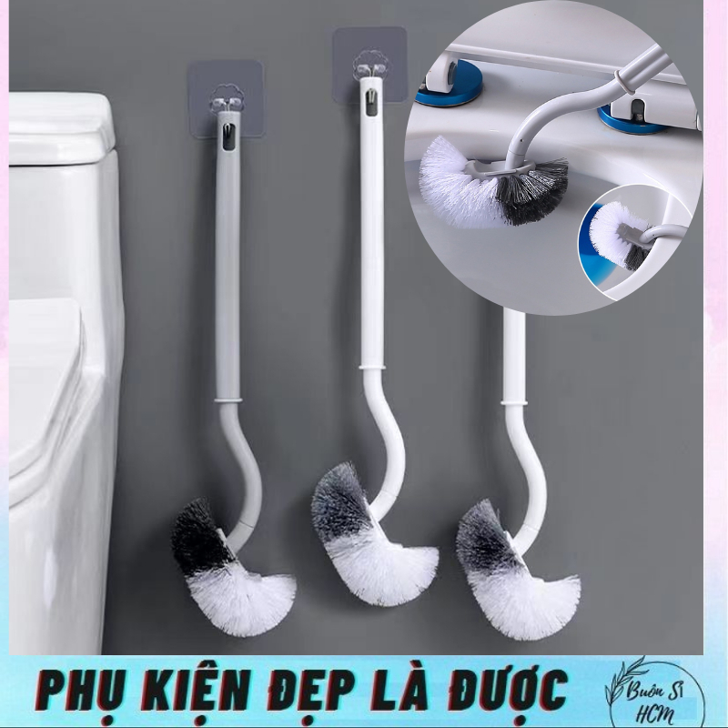 Bàn chải cọ toilet cán dài siêu sạch-Chổi chà rửa bồn cầu,chà nhà tắm siêu bền, làm sạch mọi vết bám