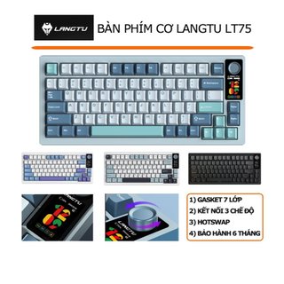   Bàn phím cơ không dây hotswap LANGTU LT75 GASKET RGB Màn hình điện tử núm xoay