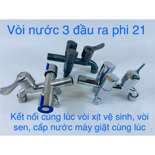 Vòi nước 3 đầu ra inox 304 cao cấp, van 1 ra 3 có điều khiển riêng biệt dạng vòi chia nước có lưới tạo bọt chống bắn