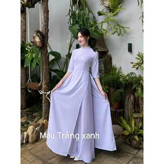 Áo dài Trắng học sinh cổ 2 cm lụa Thái Tuấn cao cấp dày dặn