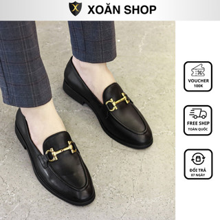 Giày Lười Nam Công Sở XOĂN SHOP Da Bò Thật Size 38 Đến 43 Màu Đen - G062