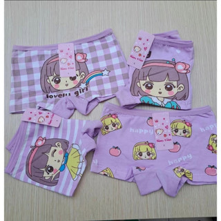 Sét 4 Quần Chip Cho Bé gái Chất Thun Cotton Hàng QC Cao Cấp Màu Tím Hoạt Tiết Cute  Size 9 -28kg