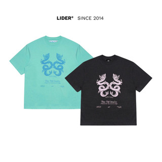 Áo thun boxy rồng unisex lider songlong tee - tiffany/grey