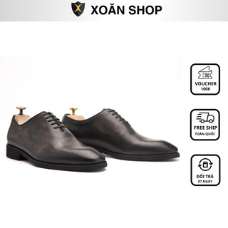 Giày Oxford Nam Công Sở XOĂN SHOP Da Bò Thật Size 38 Đến 43 Màu Xám - X123