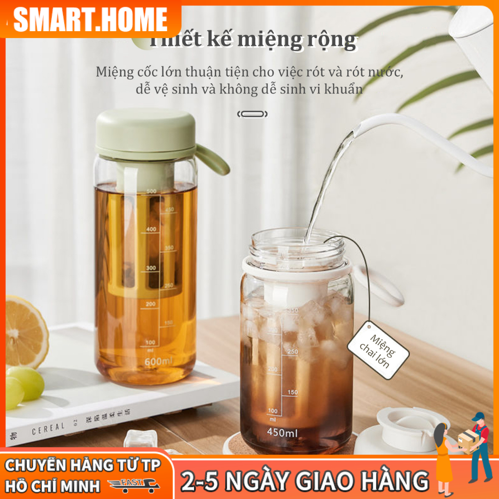 🔥Bình pha cà phê cold brew 600ml Bình ủ lạnh cafe nhựa cao cấp Bình ủ trà cold brew Có bộ lọc dễ dàn