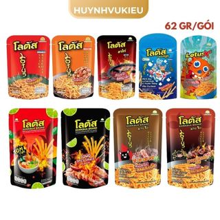 Combo 5 gói to bánh que thái bento, bim bim tăm que thái lan, snack tăm thái 62gr gói to