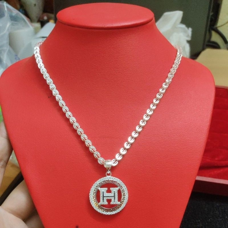 dây chuyền mặt chữ H bạc