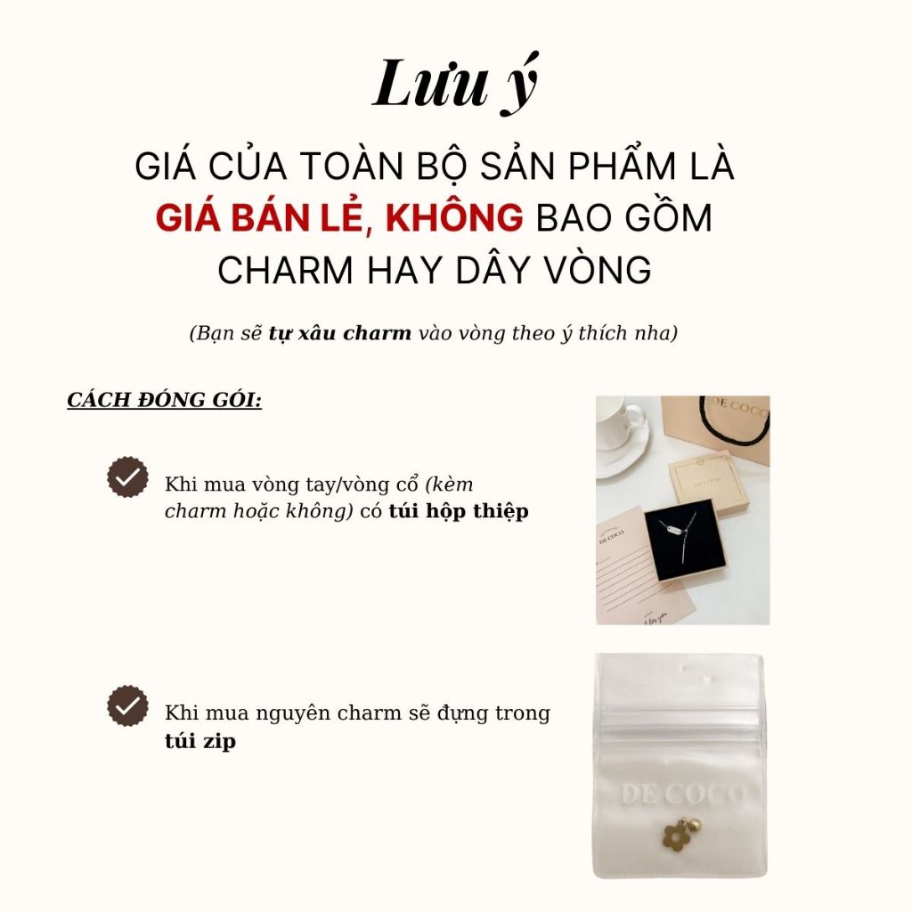 Dây chuyền, vòng tay, lắc chân nữ charm treo Just Me DECOCO ACC titan không đen gỉ ( Kèm Túi Hộp Thiệp ) | BigBuy360 - bigbuy360.vn