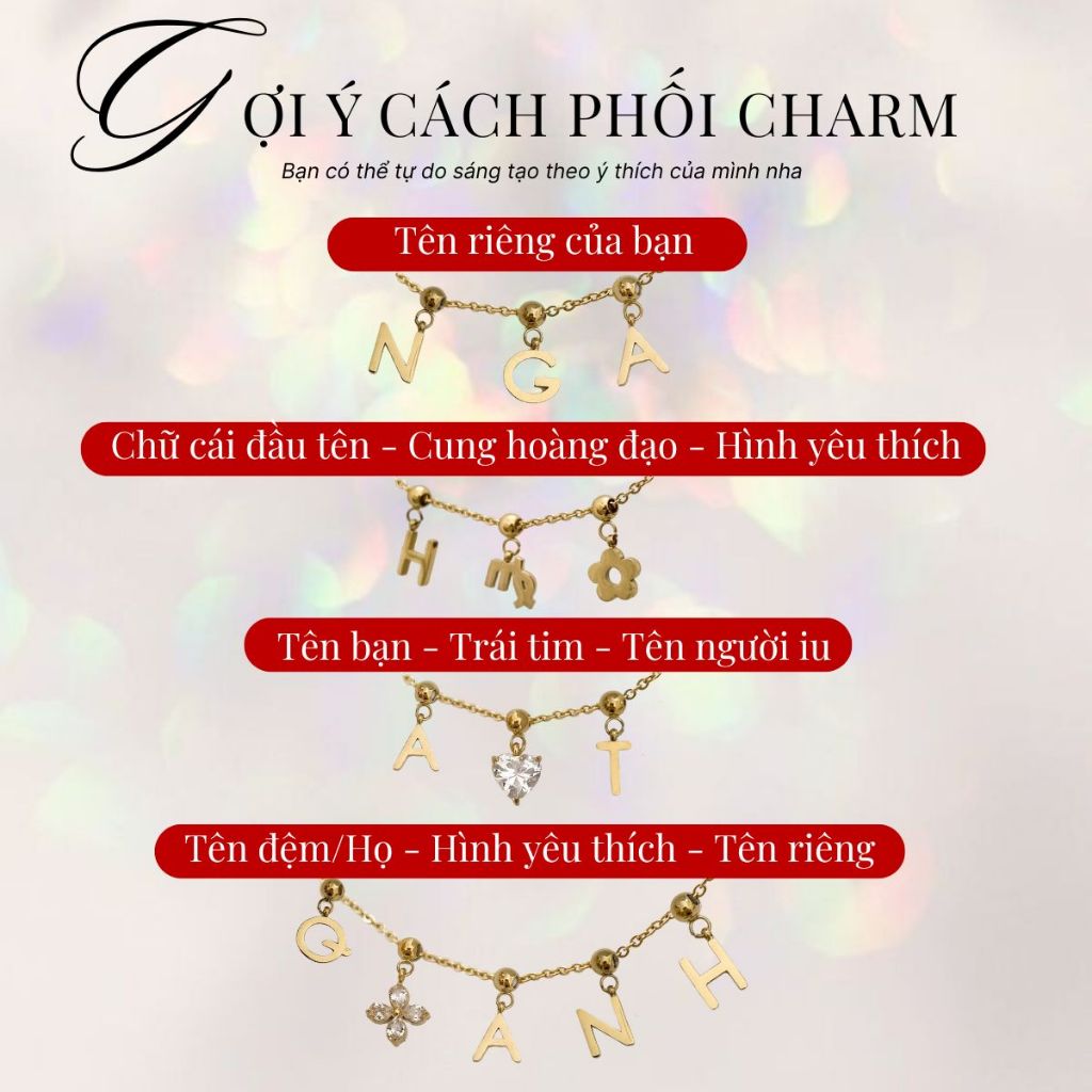 Dây chuyền, vòng tay, lắc chân nữ charm treo Just Me DECOCO ACC titan không đen gỉ ( Kèm Túi Hộp Thiệp ) | BigBuy360 - bigbuy360.vn
