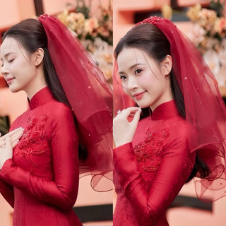 [SẴN NHIỀU SHIP HOẢ TỐC] LÚP/VEIL VOAN LƯỚI ĐỘI ĐẦU VÁY CƯỚI CÔ DÂU MẪU MIDU DÁNG NGẮN REN NGỌC TRAI VIỀN SATIN CƯỚI HỎI