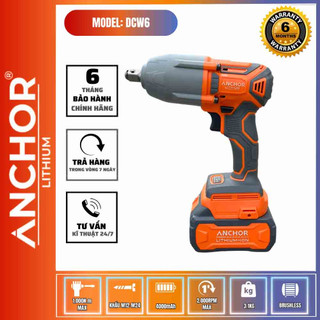 Máy siết mở bu lông Anchor DCW6 lực siết 1000Nm sử dụng chân pin phổ thông dung lượng 4Ah