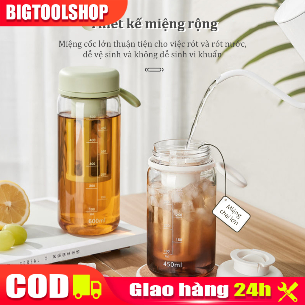 Bình pha cà phê cold brew 600ml Bình ủ lạnh cafe nhựa cao cấp Bình ủ trà cold brew Có bộ lọc dễ dàng