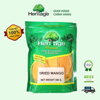 Xoài Sấy Dẻo  HERITAGE chính hãng  Thái Lan , vị chua ngọt hài hòa , giàu vitamin C  500G- Dried Mango