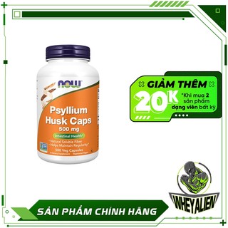 Cải thiện tiêu hóa, hỗ trợ gi ảm c ân now psyllium husk caps 500mg 500 viên