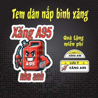 Tem dán nắp bình xăng ô tô, decal xăng 95, dầu diesel, sticker dán xe, phụ kiện ô tô, trang trí ô tô
