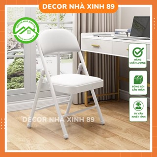 Ghế Văn Phòng Gấp Gọn Ghế Gấp Decor Phòng, Ghế Đệm Tựa Lưng Bọc Da Êm Ái Khung Thép Sơn Tĩnh Điện - Decor Nhà Xinh