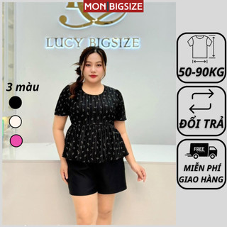 Set đồ bộ bigsize nữ dự tiệc đi chơi sang chảnh kiểu cổ tròn hoa nhí che khuyết điểm MON big size 50 - 90kg