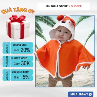 Áo Choàng Chống Nắng Cho Bé Trai Bé Gái Họa Tiết Dễ Thương Có Mũ, Chất Vải Thông Hơi Thoáng Mát Từ Sơ Sinh Đến 15kg