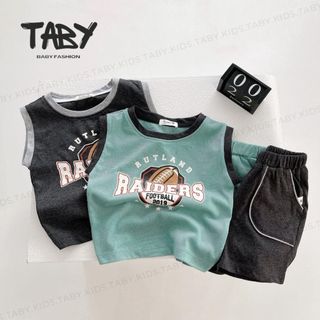  Set áo sát nách bóng bầu dục khỏe khoắn phối cần phải chất liệu cotton mềm mại cho bé từ 9-25kg 22359B