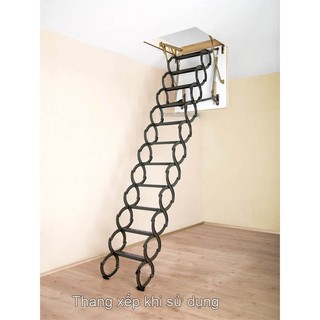 Thang ốp trần - thang gác mái - thang gấp kéo gắn tường - khung sắt