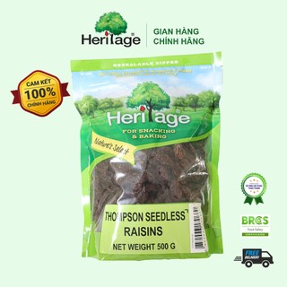 Nho Thompson khô không hạt loại 1, size lớn Heritage chính hãng gói 500g, 1kg - THOMPSON SEEDLESS RAISINS