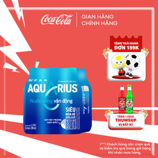 Lốc 6 chai nước uống thể thao vận động aquarius 390ml/chai sale 25.8 coca-cola freeship