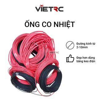 Ống gen co nhiệt bọc dây điện từ 2-8mm đỏ/đen dài 1m