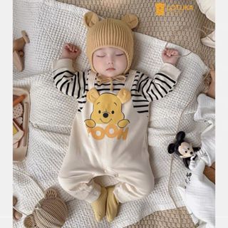 Bộ liền thân cho bé sơ sinh cài cúc giữa hình thú ngộ nghĩnh, bodysuit, body dài tay cho bé 3-12kg