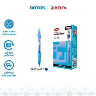 Hộp 12 chiếc bút gel bấm ngòi 0.5 Beifa GP-805 công nghệ mực Quick dry mau khô, chống lem.