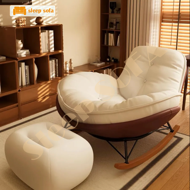 Ghế Thư Giãn SLEEP.shop Ghế Bập Bênh Thư Giãn Hình Vỏ Trứng  Liệu Chân Gỗ Khung Lõi Sắt Phủ Da Lộn | BigBuy360 - bigbuy360.vn