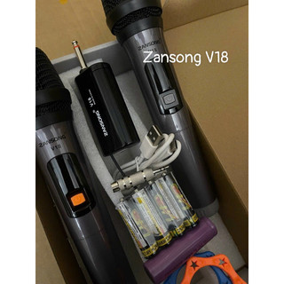 Micro Karaoke không dây Zansong V18 kèm đầu thu dành cho Loa Kéo, Amply, soundcard, Mixer bắt ấm tốt