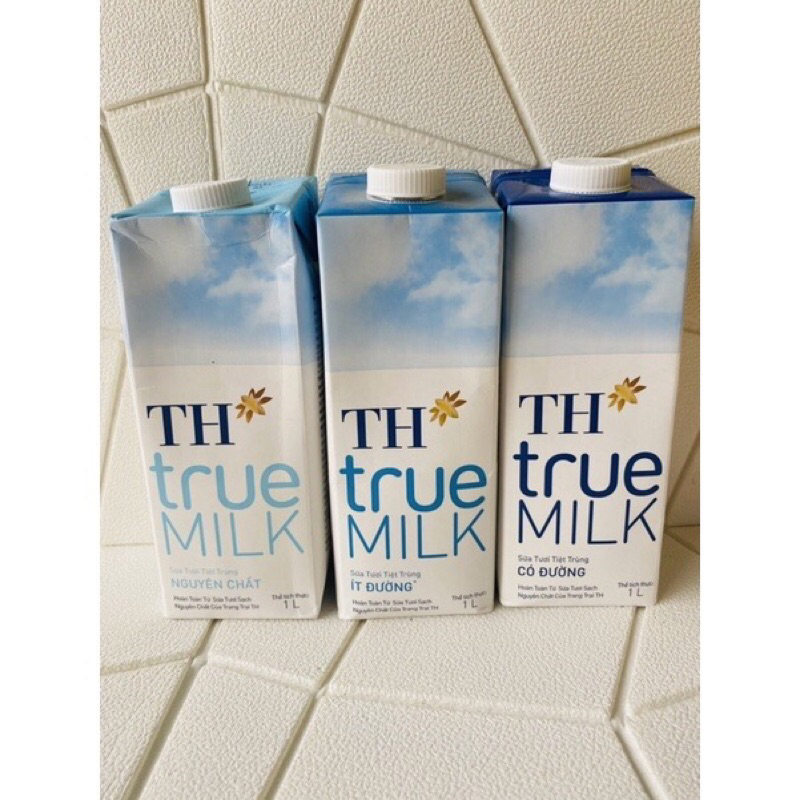 Sữa Tươi TH True Milk Hộp 1 LÍT Có Đường, Không Đường, Ít Đường - SHOP THU QUÂN