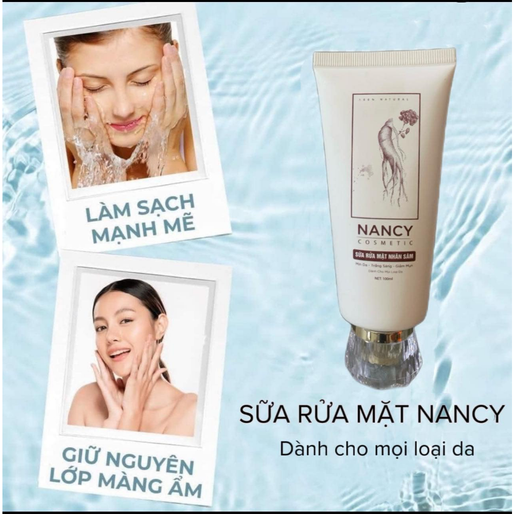 Sữa rửa mặt nhân sâm NANCY - Sữa rửa mặt NANCY trắng sáng, mịn da, mờ thâm dành cho mọi loại da kể cả da nhạy cảm