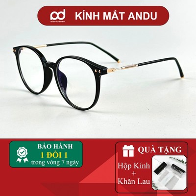 Gọng kính cận thời trang nam nữ ANDU dáng tròn chống tia UV chất liệu nhựa cao cấp - 01257